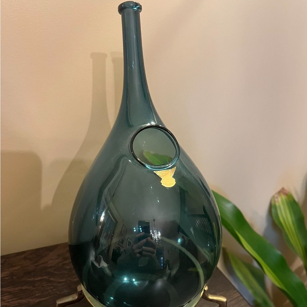 MCM Kjell Blomberg Hand Blown Blue Glass Hanging Bottle for Gullaskruf Modern